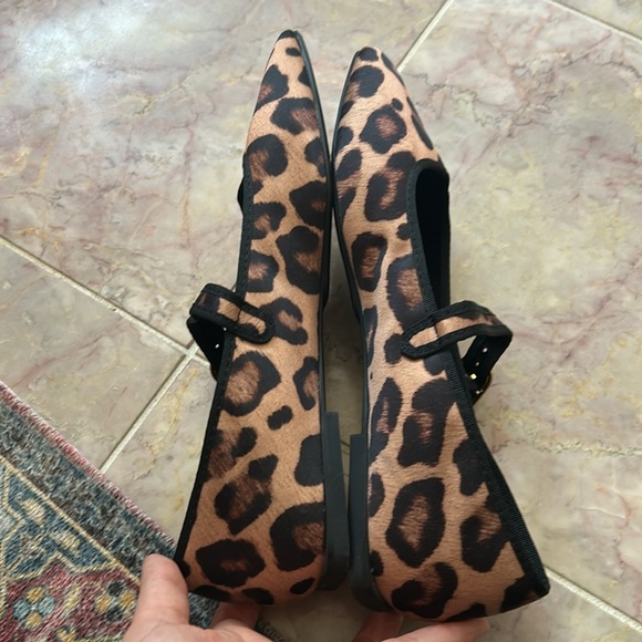 Zara Leopard Animal Print Mary Jane Flats Casual Square Toe Size 38 - Picture 11 of 16